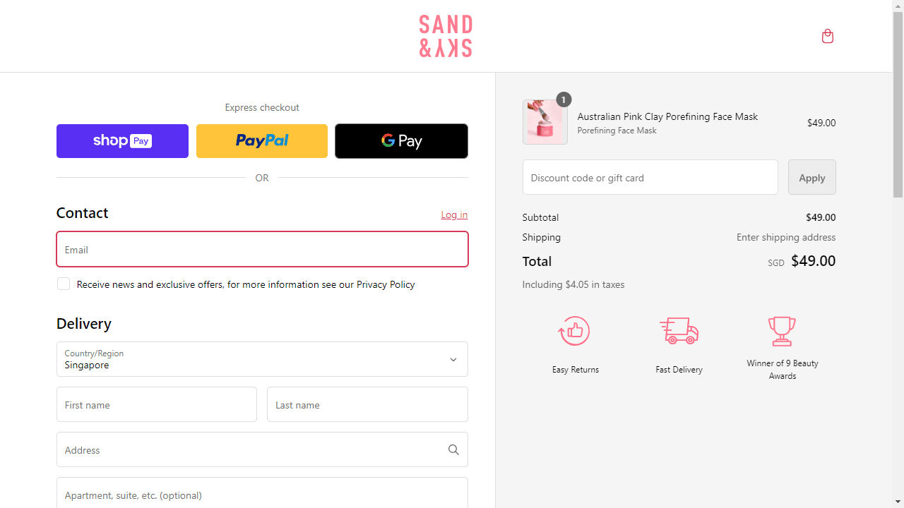 How to apply Sand & Sky coupon code